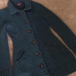 Merona Wool Blend Teal Buttoned Sweater